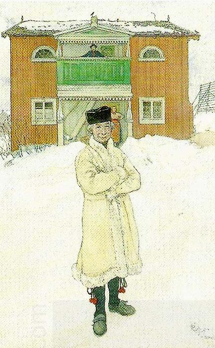 Carl Larsson daniels mats framfor sitt hus- daniels mats i bingsjo oil painting picture